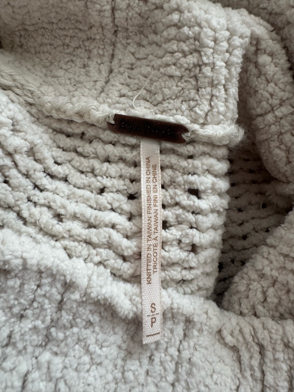 Free People Sweater Small Cream Chunky Knit Cowl Neck Cropped Cozy Boho - Picture 5 of 5